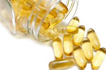 Yellow fish oil capsules